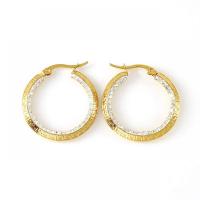 Boucles d'oreilles en acier titane, Plaqué or 18K, bijoux de mode & pour femme & avec strass, doré Vendu par paire[