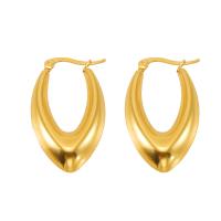Titanium Steel Earrings, 18K gold plated, fashion jewelry & for woman, golden [