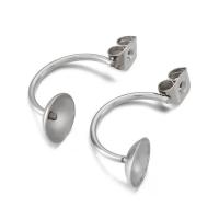 Stainless Steel Earring Stud Component, 304 Stainless Steel, Vacuum Ion Plating, DIY 8mm [