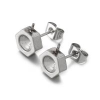 Stainless Steel Earring Stud Component, 304 Stainless Steel, Hexagon, DIY, original color [