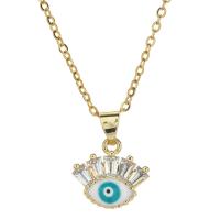 Evil Eye Jewelry Necklace, 304 Stainless Steel, with 5cm extender chain, Vacuum Ion Plating, Bohemian style & for woman & enamel & with rhinestone Approx 45 cm 