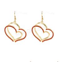 Zinc Alloy Drop Earring, Heart, gold color plated, fashion jewelry & for woman & hollow, mixed colors 