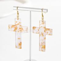 Acrylic Drop Earring, Zinc Alloy, with Acrylic, Cross, gold color plated & for woman, mixed colors 