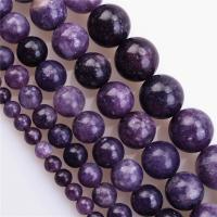Einzelne Edelstein Perlen, Natürlicher Lepidolith, Modeschmuck & DIY & verschiedene Größen vorhanden, violett, Länge:ca. 38 cm, verkauft von Strang