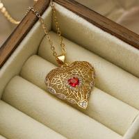 Cubic Zircon Micro Pave Brass Necklace, with 5cm extender chain, Heart, plated, fashion jewelry & micro pave cubic zirconia cm [