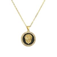 Cubic Zircon Micro Pave Brass Necklace, Round, plated, fashion jewelry & micro pave cubic zirconia & enamel Approx 17 Inch [