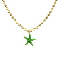 Brass Jewelry Necklace, with 5cm extender chain, Starfish, plated, fashion jewelry & enamel cm [