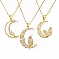 Rhinestone Brass Necklace, plated, fashion jewelry & with rhinestone, golden [