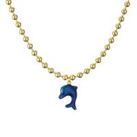 Brass Jewelry Necklace, with 5cm extender chain, Dolphin, plated, fashion jewelry & enamel cm [