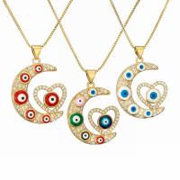 Evil Eye Jewelry Necklace, Brass, with 5cm extender chain, plated, fashion jewelry & enamel & with rhinestone cm 