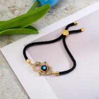 Evil Eye Jewelry Bracelet, Brass, with Nylon Cord, Hand, plated, fashion jewelry & micro pave cubic zirconia & enamel cm 