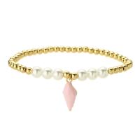 Brass, with Plastic Pearl, plated, fashion jewelry 4mm cm [