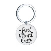 Stainless Steel Key Chain, 304 Stainless Steel, Flat Round, Unisex & with letter pattern, 30mm, 30mm 