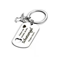 Stainless Steel Key Chain, 304 Stainless Steel, Unisex & with letter pattern, original color 30mm 