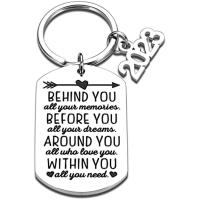 Stainless Steel Key Chain, 304 Stainless Steel, Unisex & with letter pattern, original color 