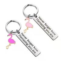 Stainless Steel Key Chain, 304 Stainless Steel, Bird, Unisex & with letter pattern & enamel 30mm 