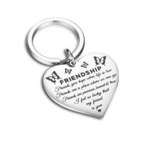Stainless Steel Key Chain, 304 Stainless Steel, Heart, Unisex & with letter pattern, original color 
