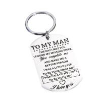 Stainless Steel Key Chain, 304 Stainless Steel, Unisex & with letter pattern 