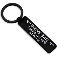 Stainless Steel Key Chain, 304 Stainless Steel, Unisex & with letter pattern, black 