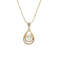Rhinestone Zinc Alloy Necklace, with Plastic Pearl, with 7cm extender chain, Teardrop, fashion jewelry & for woman & with rhinestone, golden Approx 69 cm [
