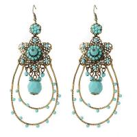 Brass Drop Earring, with Glass Beads & Iron, fashion jewelry & for woman 