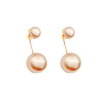 Brass Drop Earring, with Plastic Pearl, high quality plated, fashion jewelry & for woman 