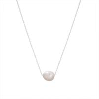 Brass Jewelry Necklace, with Freshwater Pearl, with 5cm extender chain, silver color plated, fashion jewelry & for woman Approx 40 cm 