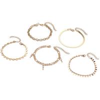 Zinc Alloy Anklet, with Iron, gold color plated, 5 pieces & fashion jewelry & for woman, golden cm 