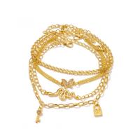 Pulseras para el Tobillo en Aleación de Zinc, con 5cm extender cadena, chapado en color dorado, Joyería & para mujer & con diamantes de imitación, dorado, longitud:18 cm, Vendido por Set