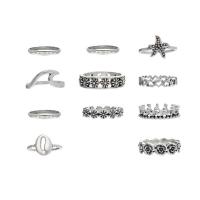 Zinc Set anillo de aleación, aleación de zinc, chapado, 11 piezas & Joyería & para mujer, más colores para la opción, Vendido por Set[