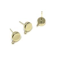 Brass Earring Stud Component, Vacuum Ion Plating, fashion jewelry & for woman, golden, 8mm [