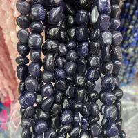 Perles en verre aventuriné bleu, pierre bleue d'or, pepite, poli, DIY, bleu Environ 40 cm, Vendu par brin