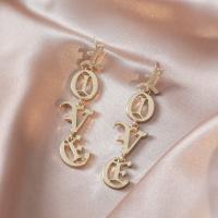 Zinc Alloy Drop Earring, Alphabet Letter, gold color plated, fashion jewelry & for woman, 65mm [