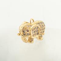 Cubic Zirconia Micro Pave Brass Pendant, Elephant, high quality gold color plated, DIY & micro pave cubic zirconia Approx 0.1mm [