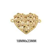 Conector de Micro Pavé de Zirconía Cúbica en Latón, metal, Corazón, color del oro de la alta calidad chapado, Bricolaje & micro arcilla de zirconia cúbica, 18x23x4mm, agujero:aproximado 0.1mm, Vendido por UD[
