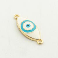 Evil Eye Jewelry Connector, Brass, high quality gold color plated, DIY Approx 0.1mm 