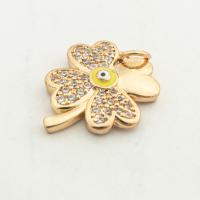 Fashion Evil Eye Pendant, Brass, Four Leaf Clover, high quality gold color plated, DIY & micro pave cubic zirconia Approx 0.3mm 