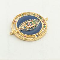 Evil Eye Jewelry Connector, Brass, high quality gold color plated, DIY & micro pave cubic zirconia Approx 0.1mm 