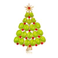 Weihnachten Schmuck Brosche, Zinklegierung, mit Acryl, Weihnachtsbaum, Modeschmuck & für Frau & mit Strass, 50x74mm, verkauft von PC[