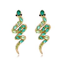 Zinc Alloy Rhinestone Stud Earring, Snake, fashion jewelry & for woman & with rhinestone [