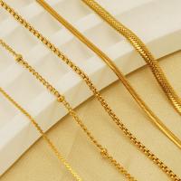 Titanio collar de cadena de acero, Partículas de acero, 18K chapado en oro, Joyería & diferentes estilos para la opción & para mujer, dorado, Vendido por Sarta