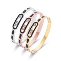 Titane bracelet en acier et bracelet, Acier titane, avec coquille noire, Placage ionique sous vide, pour femme & avec strass, plus de couleurs à choisir, Diamètre inté Environ Vendu par PC[
