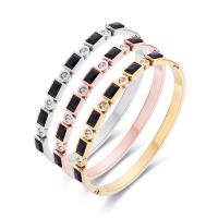 Titanium Steel Bracelet & Bangle, with Black Shell, Donut, Vacuum Ion Plating, for woman & with rhinestone Inner Approx [
