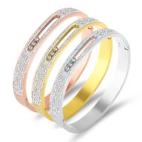 Titanium Steel Bracelet & Bangle, Donut, Vacuum Ion Plating, for woman & with rhinestone Inner Approx [