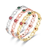 Titanium Steel Bracelet & Bangle, Donut, Vacuum Ion Plating, for woman & with rhinestone & hollow Inner Approx [