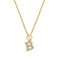 Brass, Alphabet Letter, gold color plated, fashion jewelry & micro pave cubic zirconia & for woman, 80mm Approx 47 cm [