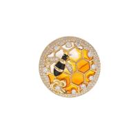 Enamel Brooch, Brass, Bee, gold color plated, fashion jewelry & micro pave cubic zirconia & for woman, mixed colors 