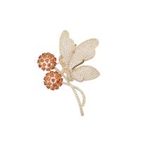 Cubic Zirconia Brooch, Brass, Butterfly, gold color plated, fashion jewelry & micro pave cubic zirconia & for woman, mixed colors 