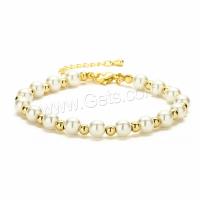 Brass Bracelets, with Plastic Pearl, plated, fashion jewelry Approx 16-20 cm 