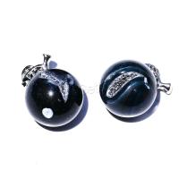 Agate Decoration, with Iron, Fruit, durable, black, 20mm 